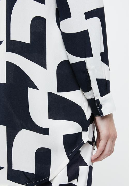 Vero Moda - Boldonia long sleeve long shirt - white & navy