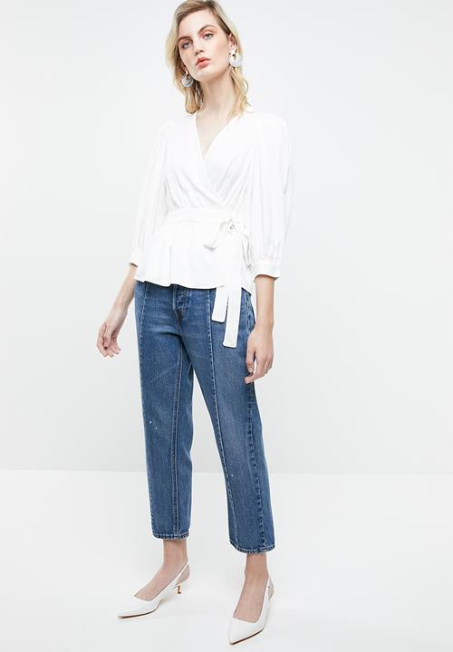 Vero Moda - Scarlet 3/4 midi wrap top - white