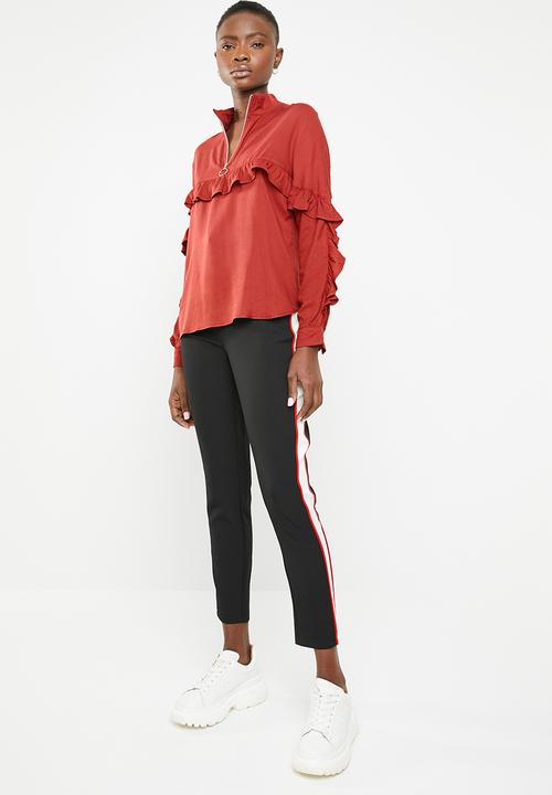 Superbalist - Ruffle zip blouse - red