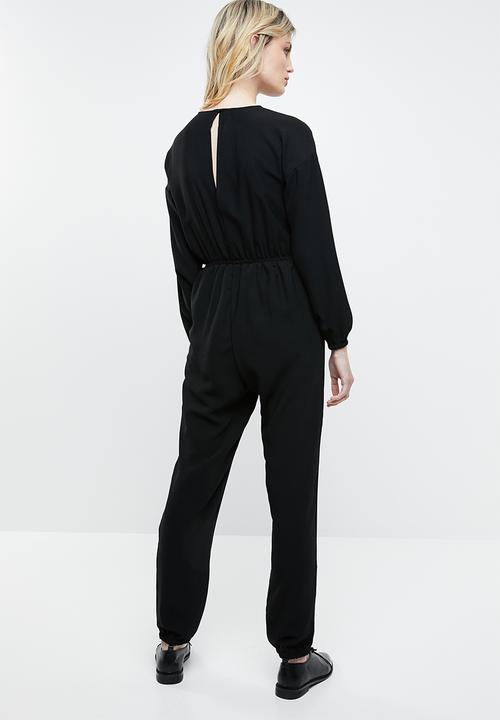 Noisy May - Nina long sleeve utility jumpsuit  - black
