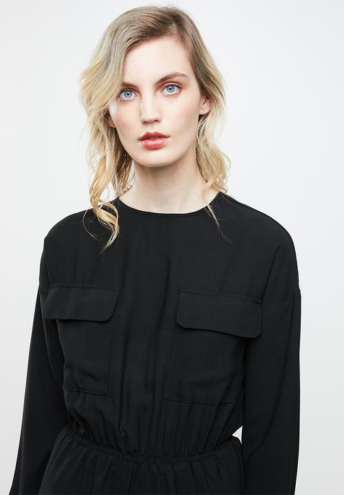 Noisy May - Nina long sleeve utility jumpsuit  - black
