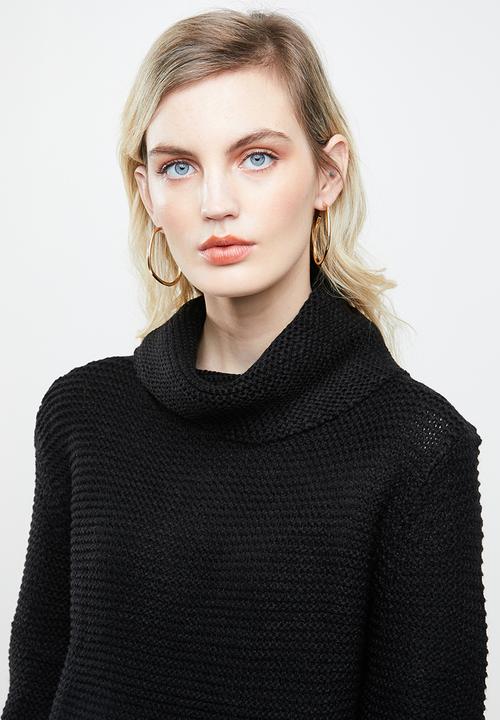 ONLY - Baskina long sleeve roll neck pullover top - black