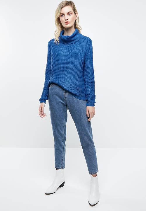 ONLY - Baskina long sleeve roll neck pullover top - blue
