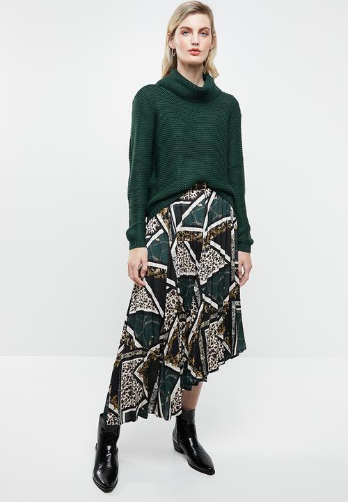 Jacqueline de Yong - Baskina long sleeve roll neck pullover top - green