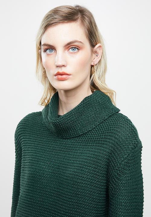 Jacqueline de Yong - Baskina long sleeve roll neck pullover top - green