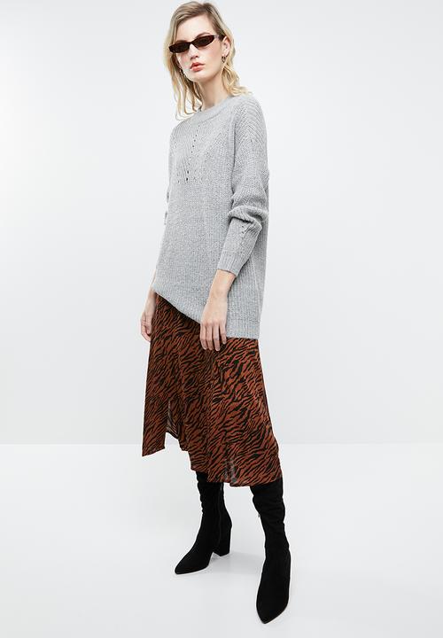 ONLY - Safina long sleeve long pullover top - grey