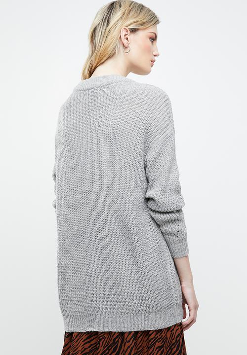 ONLY - Safina long sleeve long pullover top - grey