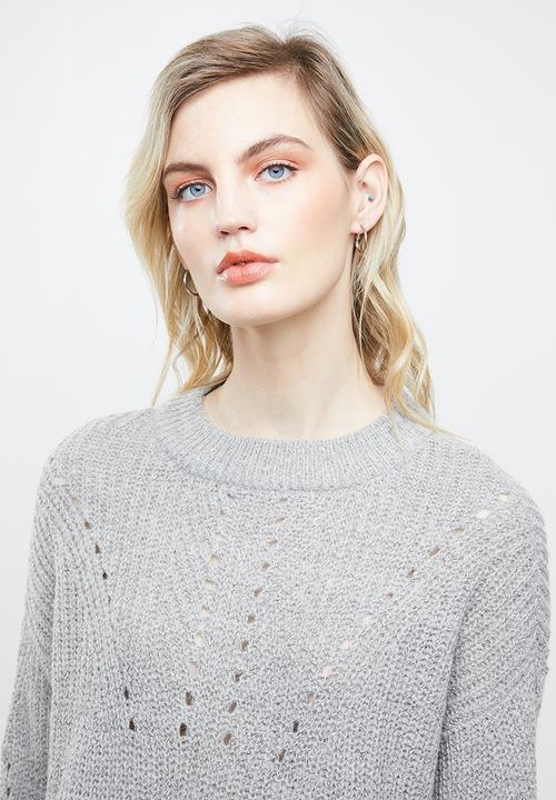 ONLY - Safina long sleeve long pullover top - grey