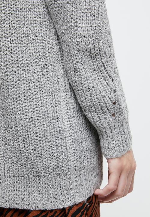 ONLY - Safina long sleeve long pullover top - grey