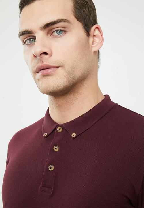Superbalist - Pique 2 pack golfers - black & burgundy