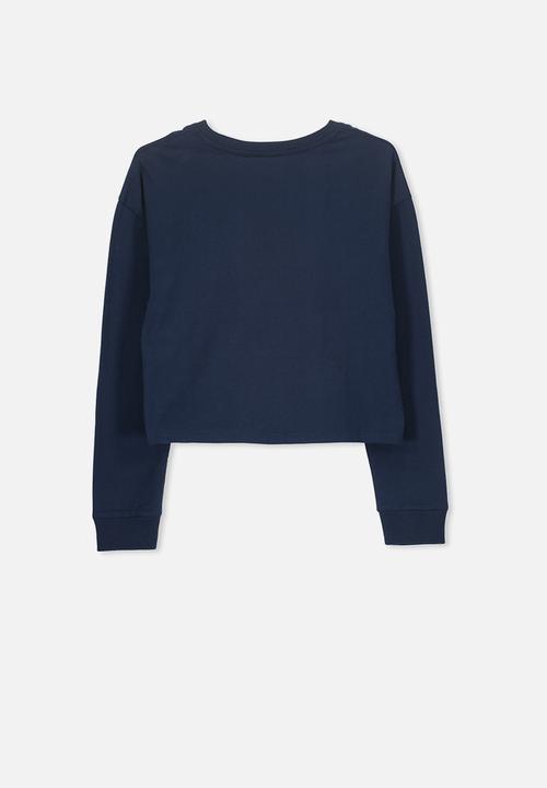 Cotton On - Drop shoulder long sleeve tee - navy