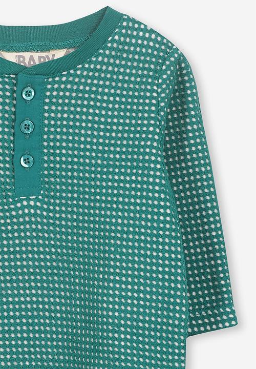 Cotton On - Button long sleeve tee - green