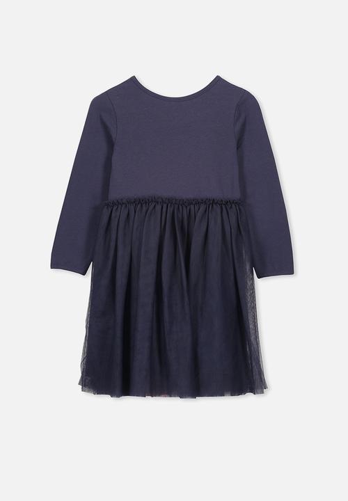 Cotton On - Long sleeve tulle dress - navy