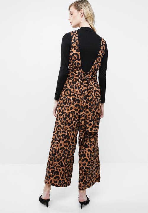 Superbalist - Woven jumpsuit with tie back - brown & black