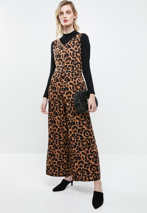 Superbalist - Woven jumpsuit with tie back - brown & black
