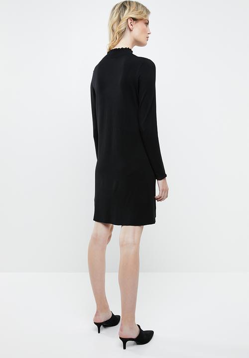 ONLY - Mila long sleeve knit dress - black