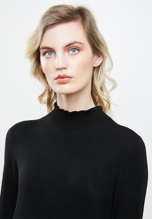 ONLY - Mila long sleeve knit dress - black