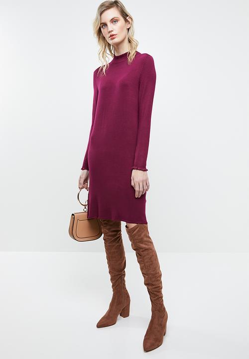 ONLY - Mila long sleeve knit dress - purple
