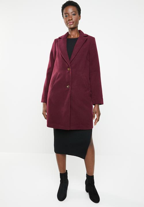 edit - Classic wool-like coat - burgundy