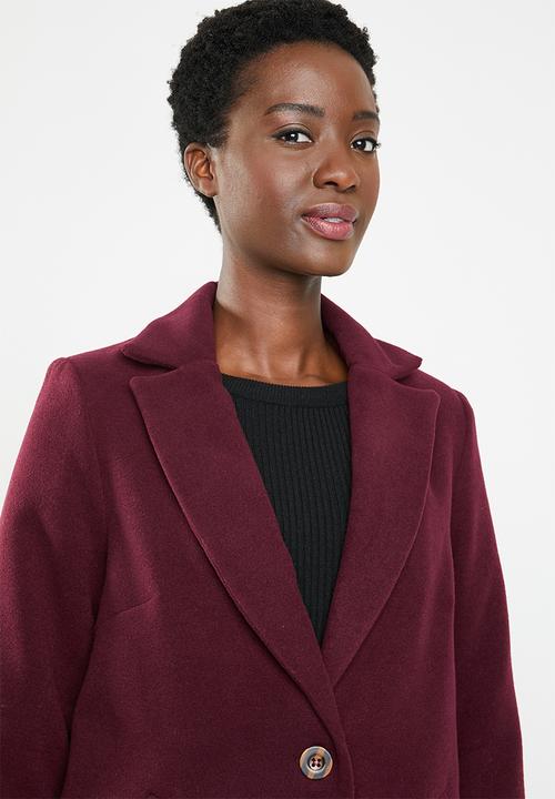 edit - Classic wool-like coat - burgundy