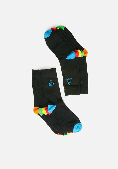 Brave Soul - Printed 5 pack socks - black