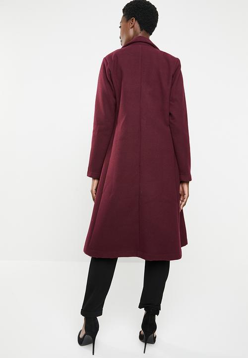 edit - Fit and flare coat - burgundy