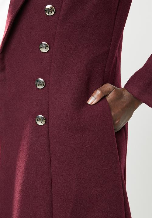 edit - Fit and flare coat - burgundy