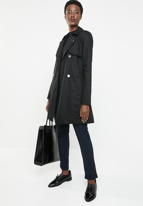 edit - Double breasted trench - black
