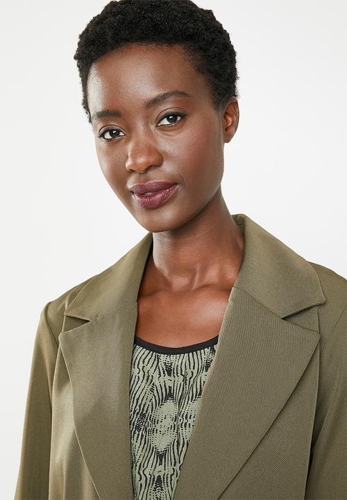 edit - Belted long sleeve blazer - green