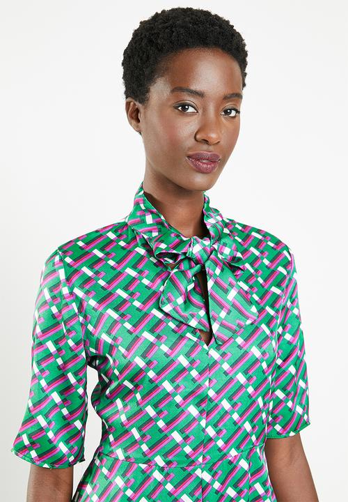 edit - Kitty bow fit and flare dress - multi
