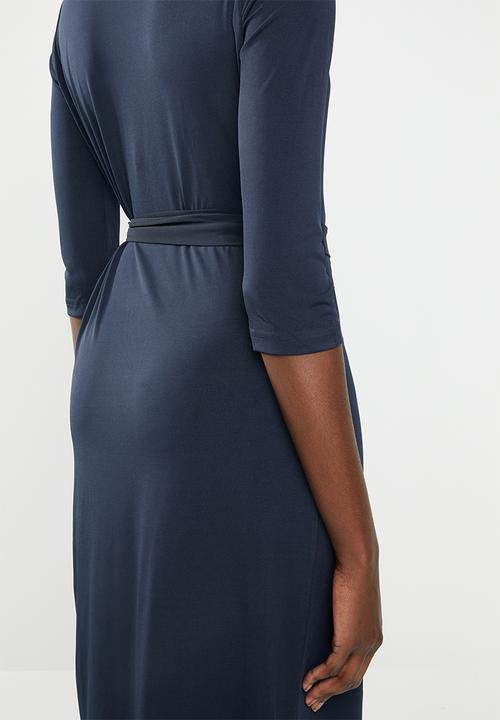 edit - 3/4 Sleeve wrap dress - navy