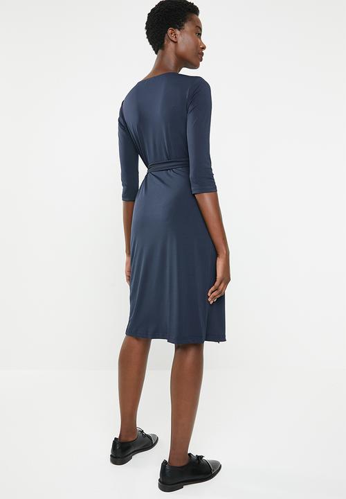 edit - 3/4 Sleeve wrap dress - navy