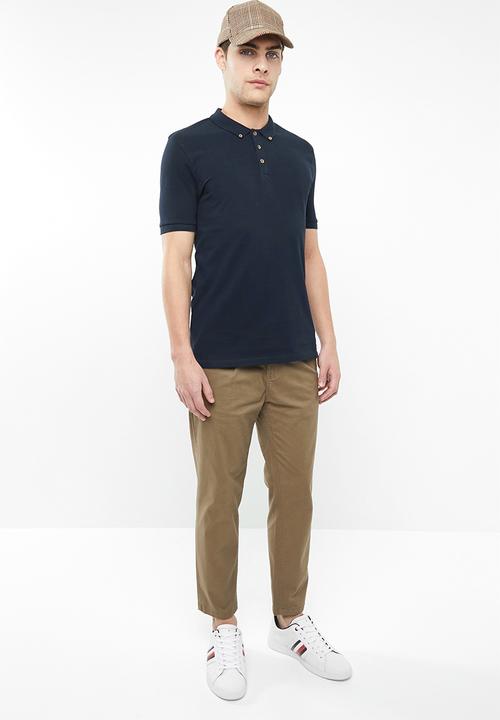 Superbalist - Pleated cropped tapered chino - taupe