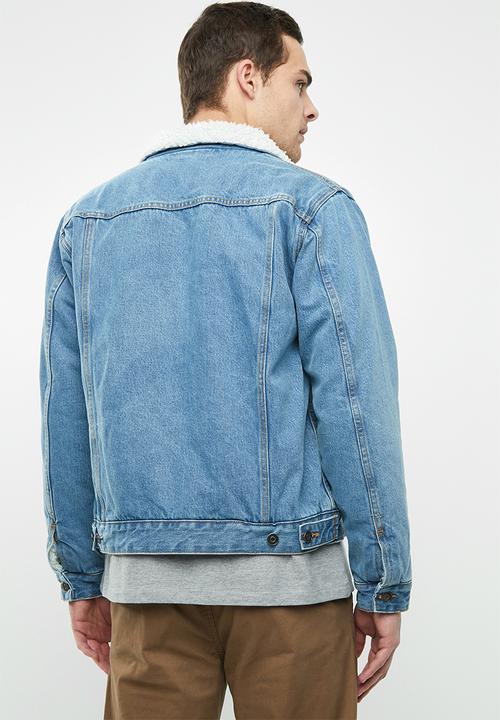 Superbalist - Sherpa full lined denim trucker jacket - blue