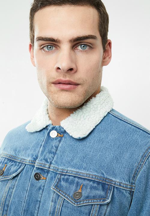 Superbalist - Sherpa full lined denim trucker jacket - blue