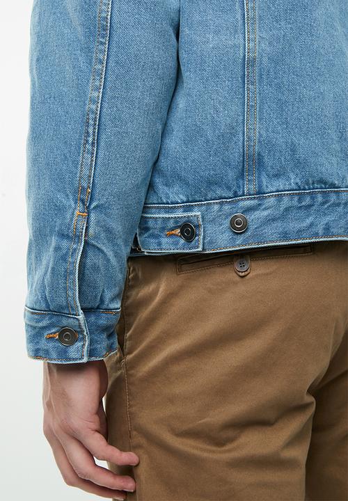 Superbalist - Sherpa full lined denim trucker jacket - blue