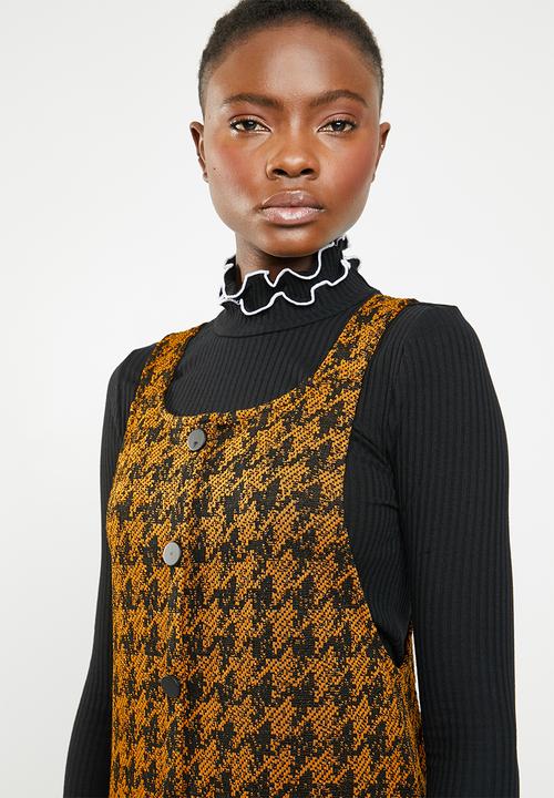 New Look - Dogtooth pinafore - brown & black 