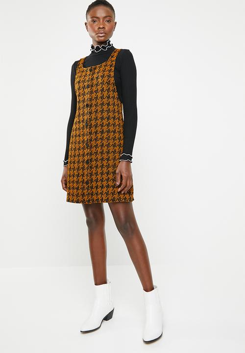 New Look - Dogtooth pinafore - brown & black 