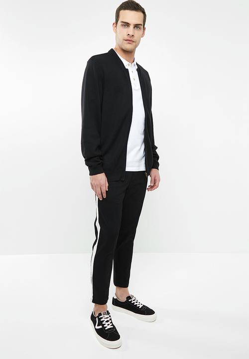 Superbalist - Cropped slim fit taped chino - black & White