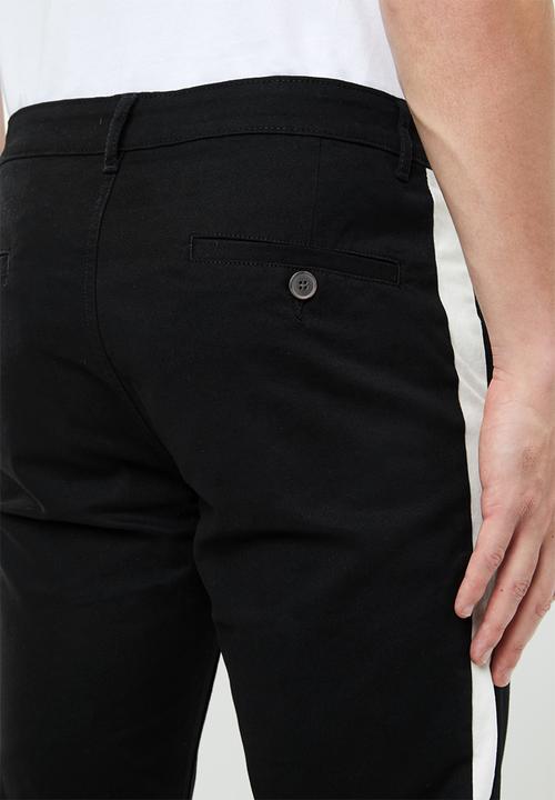 Superbalist - Cropped slim fit taped chino - black & White