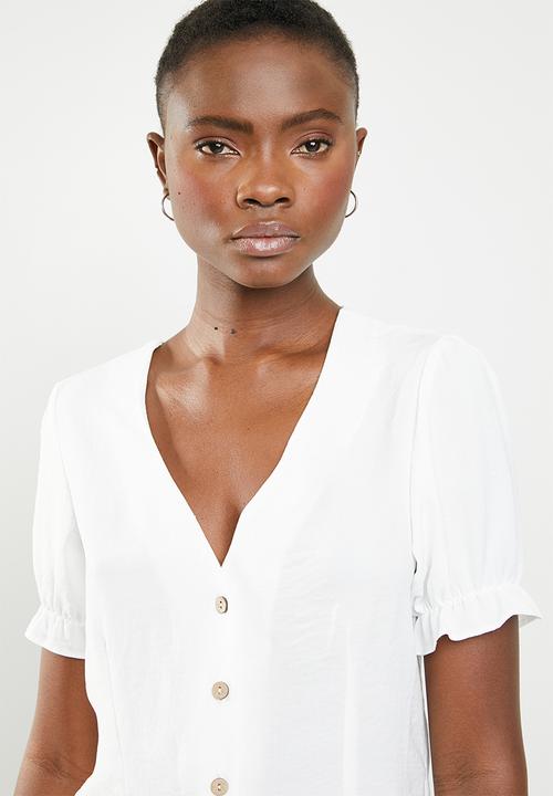 New Look - Button through top - white