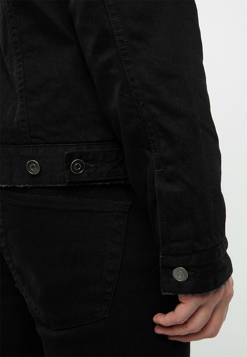 Superbalist - Sherpa full lined denim trucker jacket- black