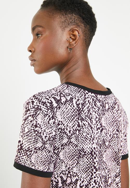 New Look - Snake print T-shirt - black & pink 