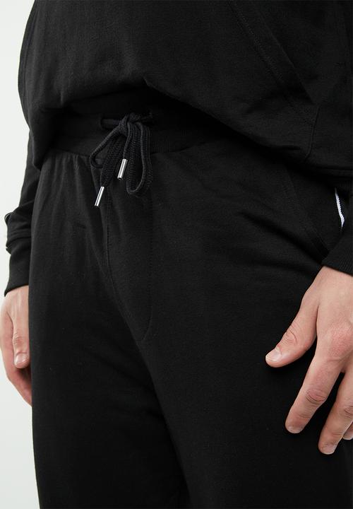 Superbalist - Slim fit printed tape sweat pant - black