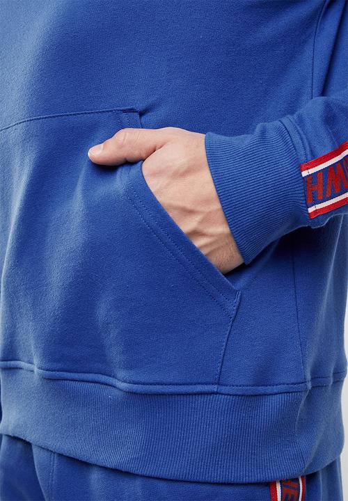 Superbalist - Printed tape pullover sweat hoodie - blue