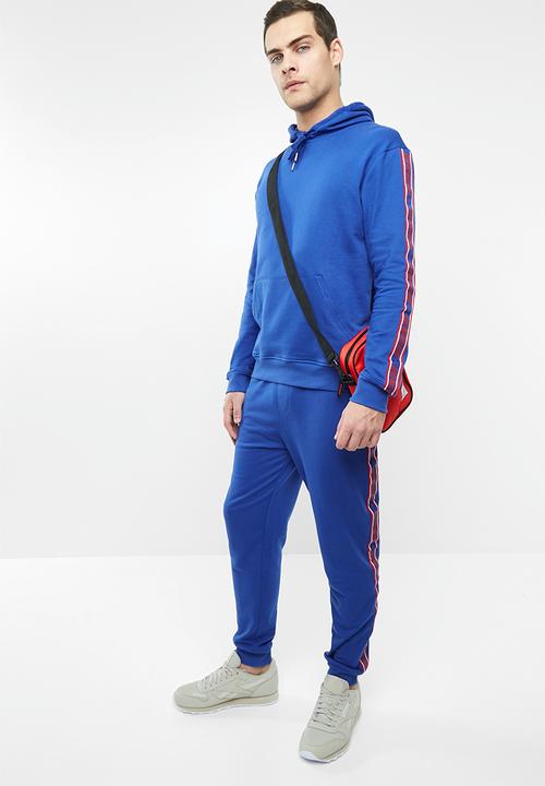 Superbalist - Printed tape pullover sweat hoodie - blue