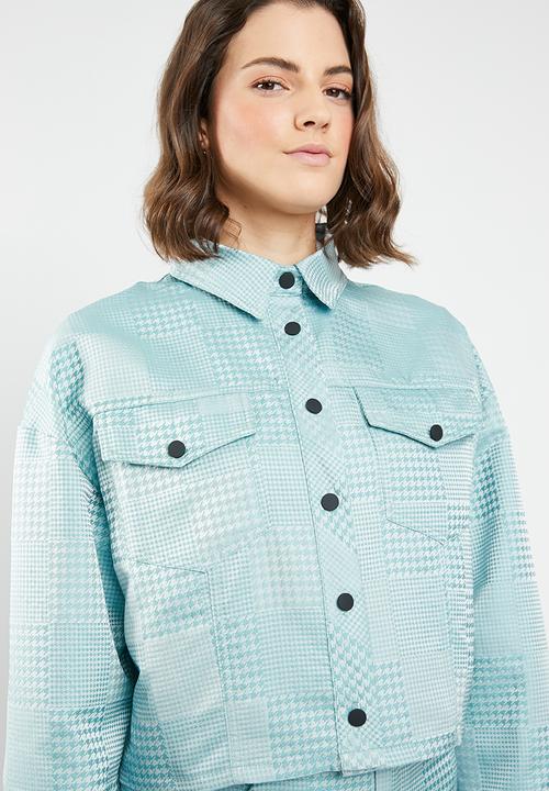 Missguided - Check dogtooth jacket - turquoise