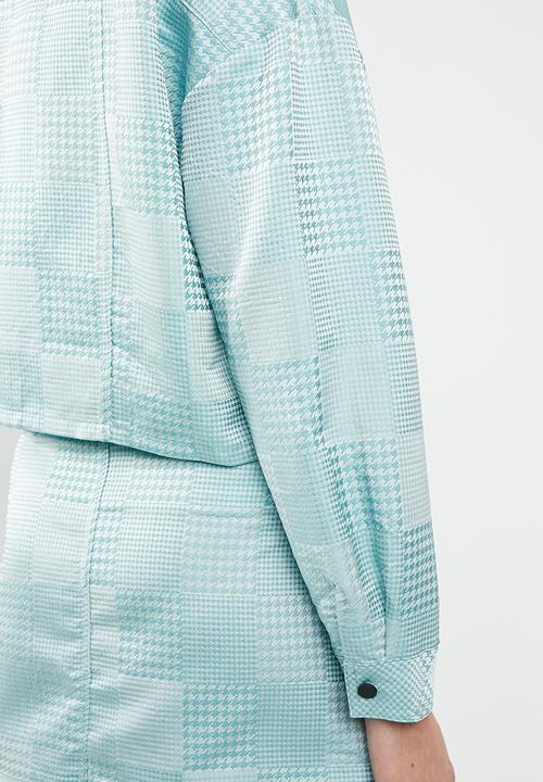 Missguided - Check dogtooth jacket - turquoise