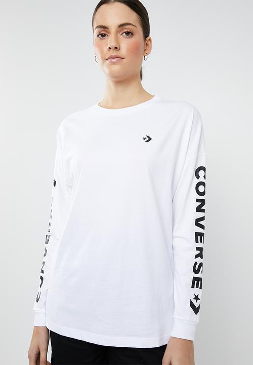 Converse - Converse wordmark long sleeve tee - white