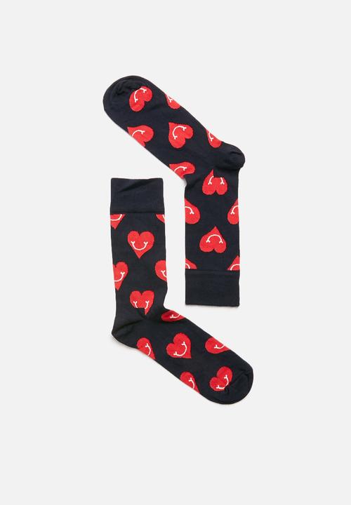 Happy Socks - Smiley heart socks - navy & red 